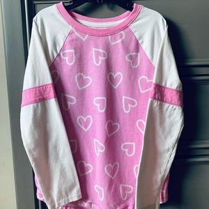 Long Sleeve Pink & White Heart Tee
